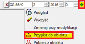 Widok rozwiniętego podmenu z opcjami