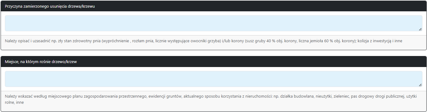 Widok części wniosku Widok części wniosku