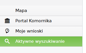 Widok dodatkowej opcji aktywnego wyszukiwania w menu