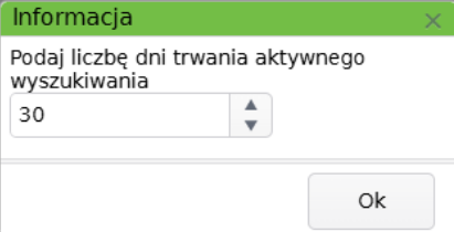 Widok okna z informacją