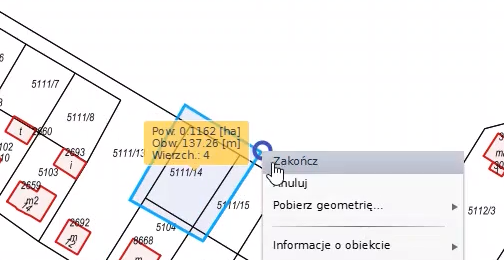 Widok narysowanego obszaru